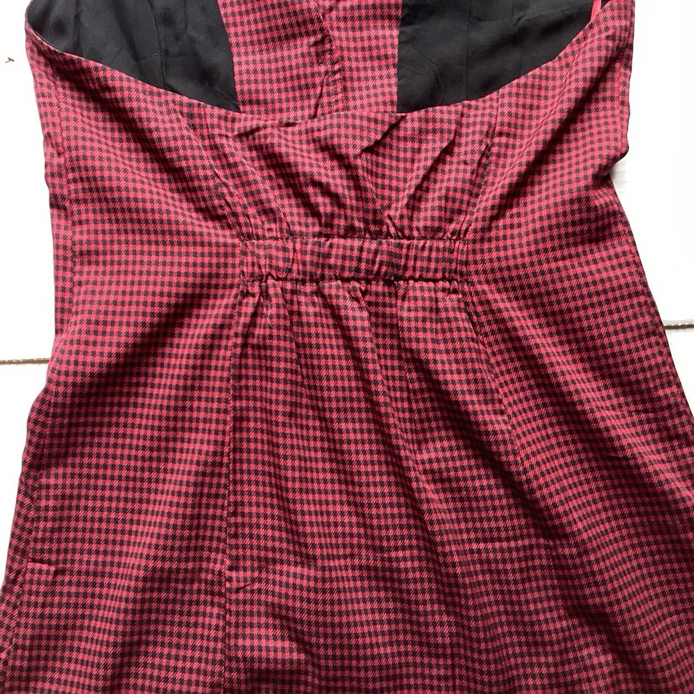 NWT Emory Park Sleeveless V Neck Halter Vest Short Checkered Button Up dress Red - Picture 12 of 16